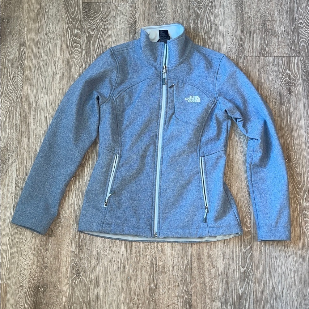 The North Face denim blue fleece lined jacket windfall size small zip up